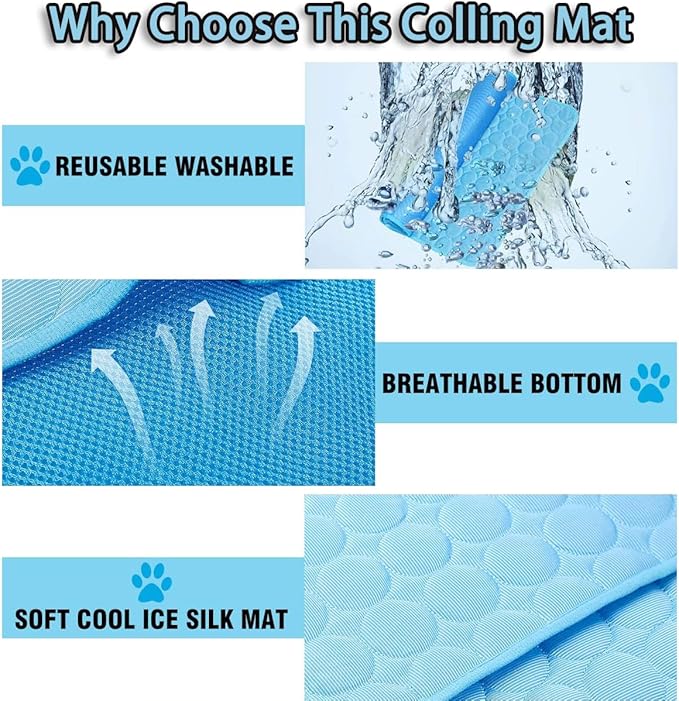 Dog Cooling Mat, 2025 Upgraded Cooling Blanket for Dogs, Washable Cool Mat for Dogs for Summer, Portable Pet Coolings Pad for Dogs & Cats Sleeping (28"x22" L Size)