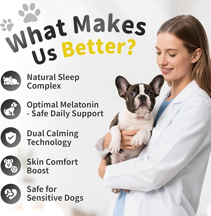 Melatonin for Dogs, Calming Chews with Valerian Root & L-Theanine for Sleep Aid & Emotional Support, Calming Treats for Stress Anxiety Relief, Thunder, Fireworks, Barking, Chicken Flavor, 90Ct