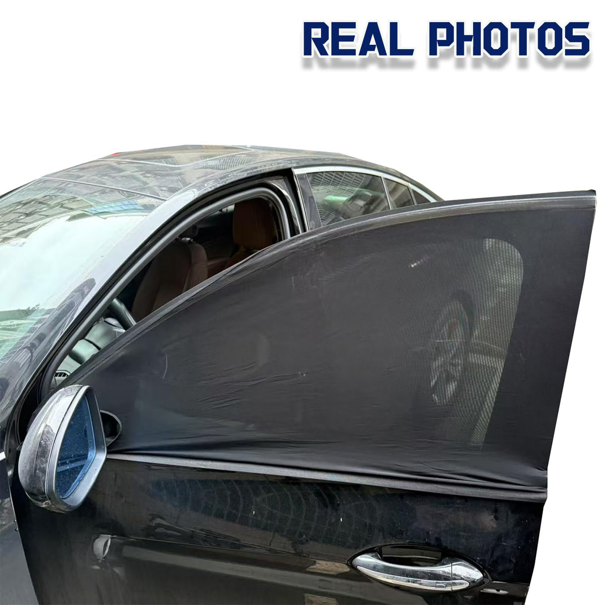 Car Rear Window Screens for Side Windows, 2 Pack Side Window Sun Shades,Stretchy Mosquito Net Cover Fit Cars SUVs - Up to 36.22”x55.1”
