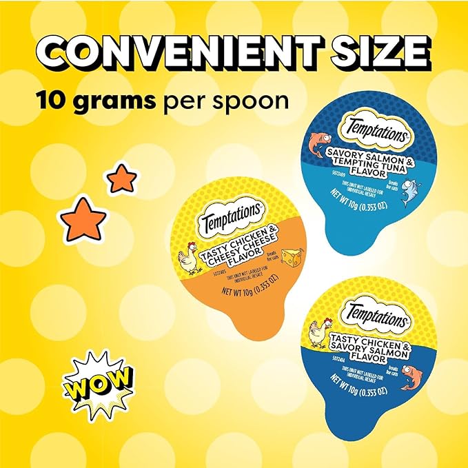 Temptations Lickable Spoons Adult Wet Cat Treats, 48 Spoons, Variety Pack