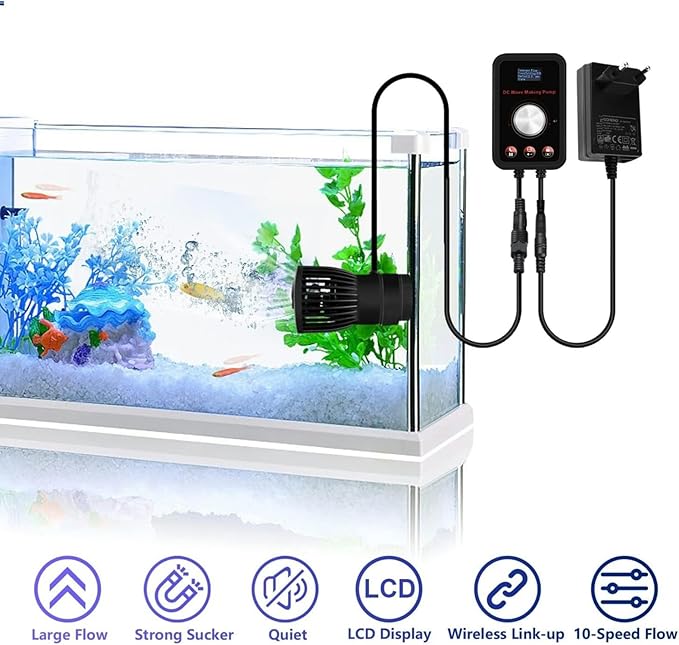 CONQUERALL 28W DC 24V Wave Maker 660-4700GPH Marine Aquarium Reef Powerhead 10-Speed Flow Controllable Multi Wave More Energy Saving Suit for Tropical Fish and Reef Tank