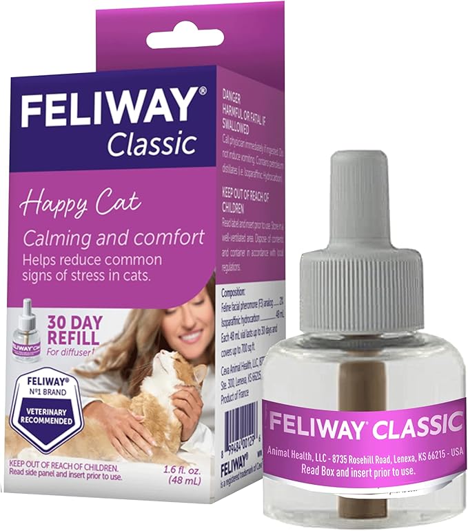 FELIWAY® Classic 30 Day Cat Calming Refill for Pheromone Diffuser, 48ml - Helps Reduce Common Signs of Stress in Cats & Kittens, Enhanced Calming