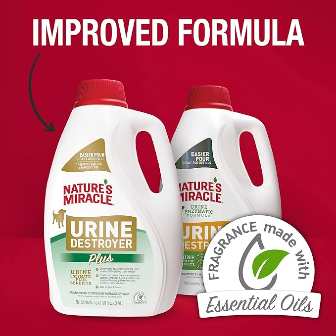 Nature's Miracle Urine Destroyer Plus for Dogs, Enzymatic Formula for Severe Dog Urine Stains, 1 gal