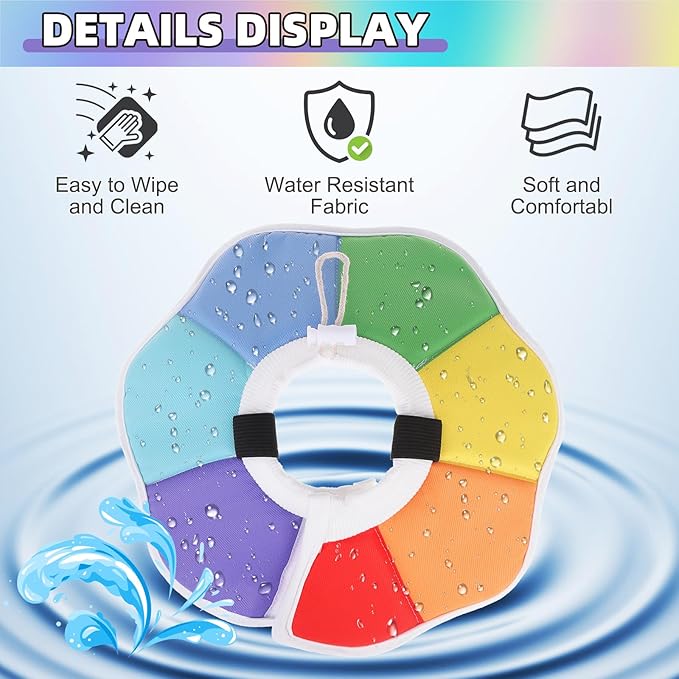 KOOLTAIL Cat Cone Collar, Adjustable Soft Comfortable Cat Recovery Collar to Stop Licking, Foldable Donut Water Resistant Pet Cone for Small Large Cats Kittens After Surgery Flower M