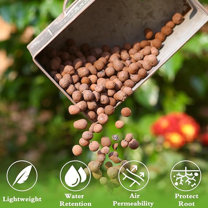 Halatool 8LB Clay Pebbles for Plants 4mm-16mm Lightweight Hydroton Leca Balls for Indoor Potted Plants Hydroponics Gardening Orchids Drainage Decoration Aquaponics
