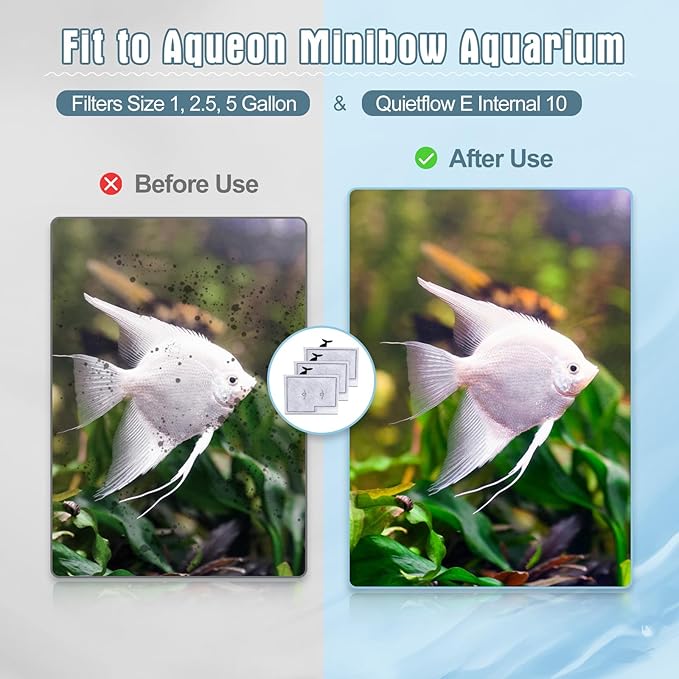 12 Packs Small Filters Cartridges Compatible with Aqueon Small Filter Carbon Filter Cartridge Compatible with Aqueon QuietFlow E Internal Power Filter 10 and 1/2.5/5 Gallon Minibow Aquarium Filters