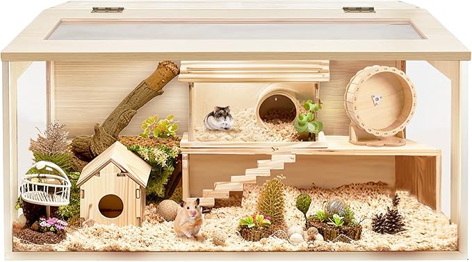 Prolee Hamster Cage Chew Proof, Mice and Rat Habitat Openable Top with Acrylic Sheets, Hamster Habitat Solid Built (32”L x 16" W x 16" H)