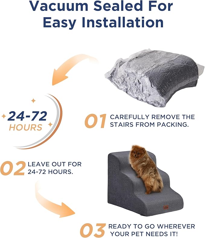 Gray Curved Dog Stairs Ramp for High Beds 28.7" H, 5-Step Dog Steps for Small Dogs and Cats, Pet Stairs for High Bed Climbing, Non-Slip Balanced Pet Step