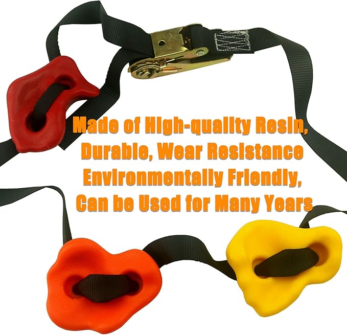 Ogrmar 15 Packs Ninja Tree Rock Climbing Holds Kits with 6 Ratchet Straps for Kids & Adults Outdoor Backyard Ninja Tree Obstacle Course Training