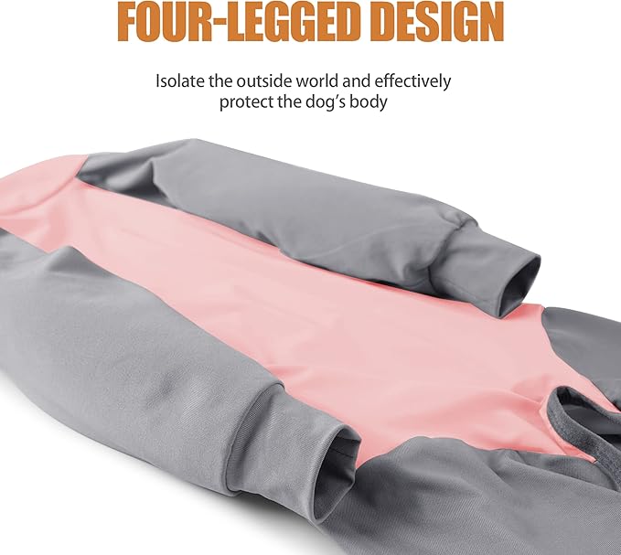Dog Recovery Suit, Abdominal Wound After Surgery Wear, Prevent Licking Wounds, E-Collar & Cone Alternatives, Long Sleeve Postoperative Shirts Dog Pajamas Prevent Shedding(XL, Pink)
