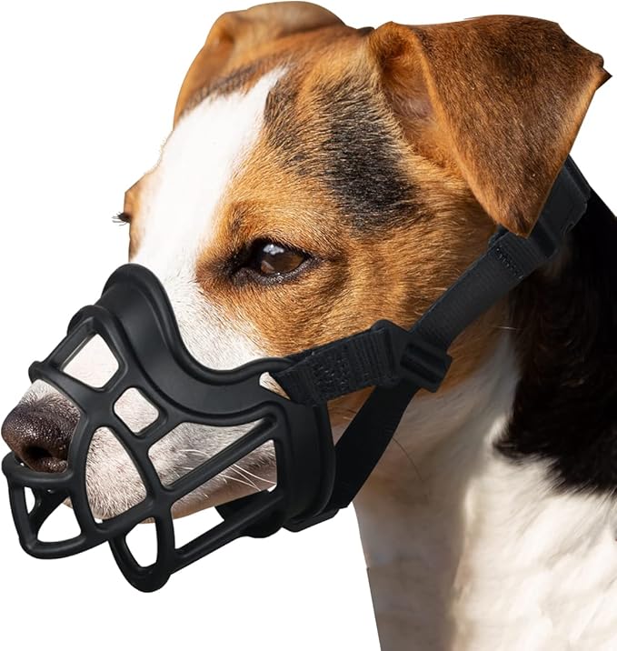 BARKLESS Dog Muzzle, Basket Muzzle Anti Biting Chewing, Sturdy Lightweight Cage Mouth Cover for Small Medium Large Sized Dogs, Allows Panting Drinking, Suitable for Grooming Trimming Training