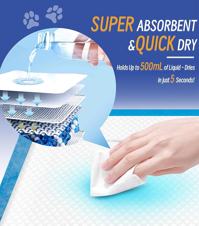 Large Puppy Pee Pads 22x36 Inch 100-Pack | Extra Absorbent Potty Training Pads for Dogs | Leakproof Quick-Dry & Odor Blocking Pet Housebreaking Supplies