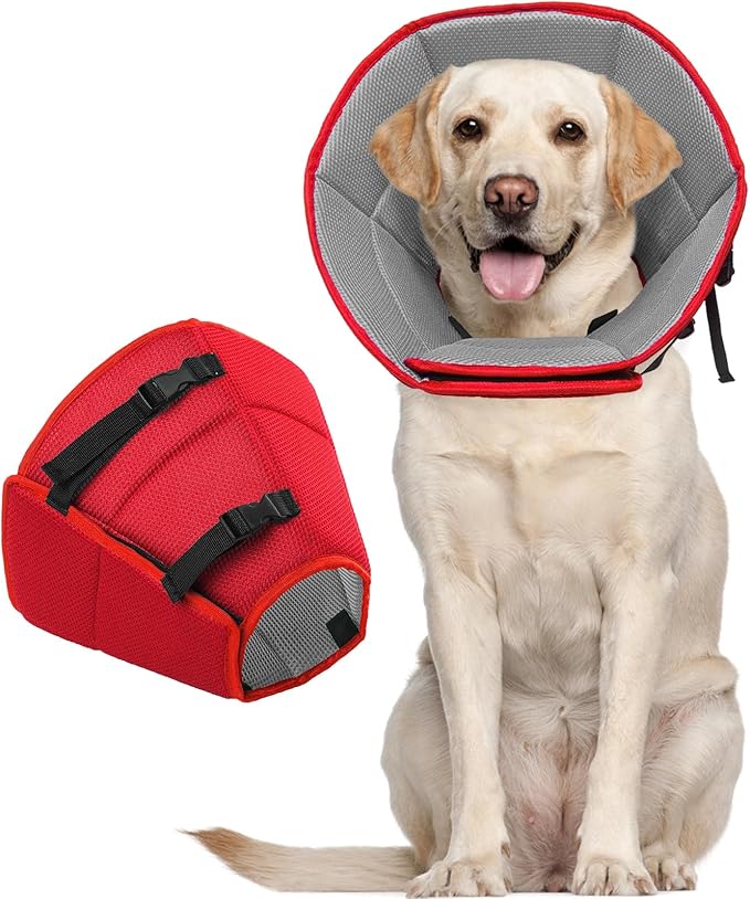 Dog Cone for Large Dogs After Surgery, Soft Dog Cone Collar for Dogs to Stop Licking, Adjustable Comfy E-Collar Alternative Lightweight Post-Surgery Recovery Elizabethan Collar for Pet