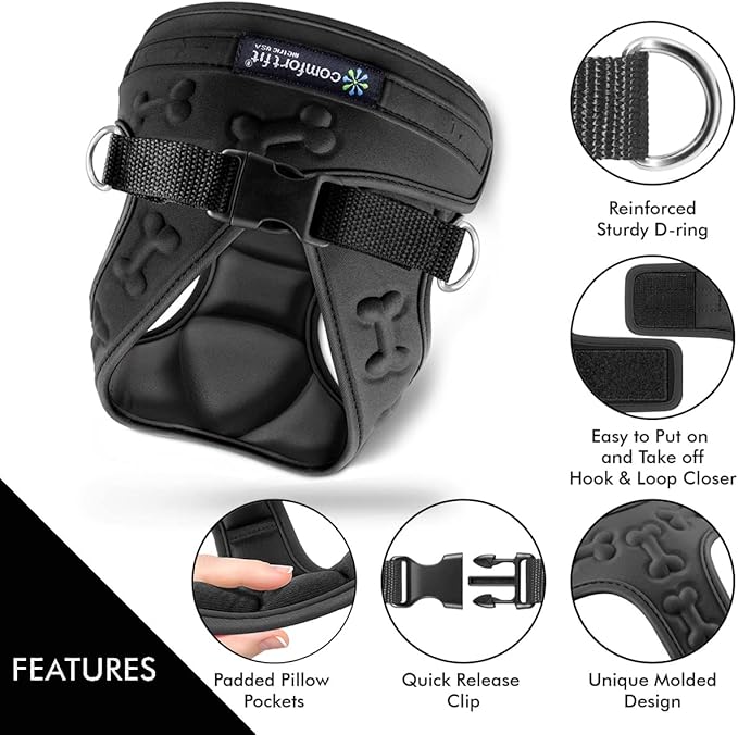 Comfort Fit No Pull Dog Harness for Medium Small Large Dogs Step-in Dog Vest Harness with Adjustable Buckle All Weather Comfortable Soft Padded Easy Control Handle Ideal for Walking Running Training