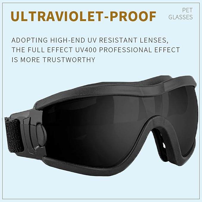 Small Dog Sunglasses with Adjustable Strap UV Protection, Winproof Puppy Sunglasses, Suitable for Dogs Eyes Protection，Soft Dog Goggles