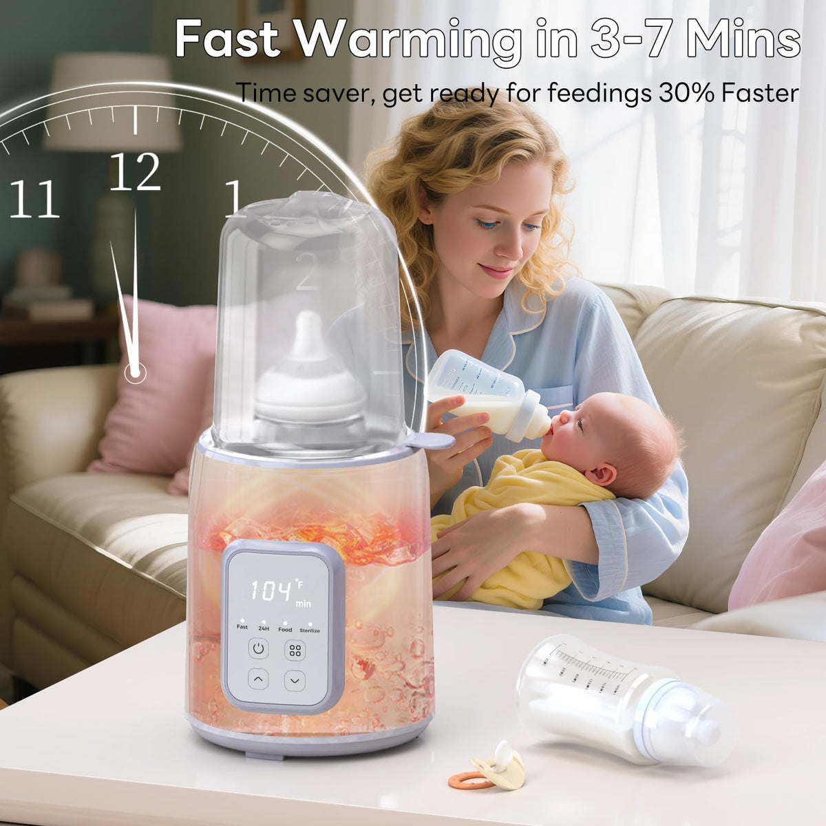 Bottle Warmer, 8-in-1 Fast Baby Bottle Warmer, Grey | for Breastmilk and Formula, Accurate Temperature Control, Automatic Shut-Off, Multifunctional for All Bottles