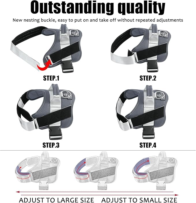 Bolux Dog Harness, No-Pull Reflective Dog Vest, Breathable Adjustable Pet Harness with Handle for Outdoor Walking - No More Pulling, Tugging or Choking