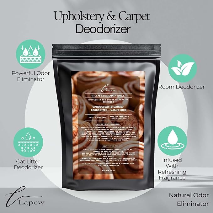 Warm Cinnamon Roll Carpet Freshener Powder Refill 36 oz | Powerful Odor Eliminator for Home | Upholstery Deodorizer | Carpet Deodorizer | Pet Urine | Cat Litter Box