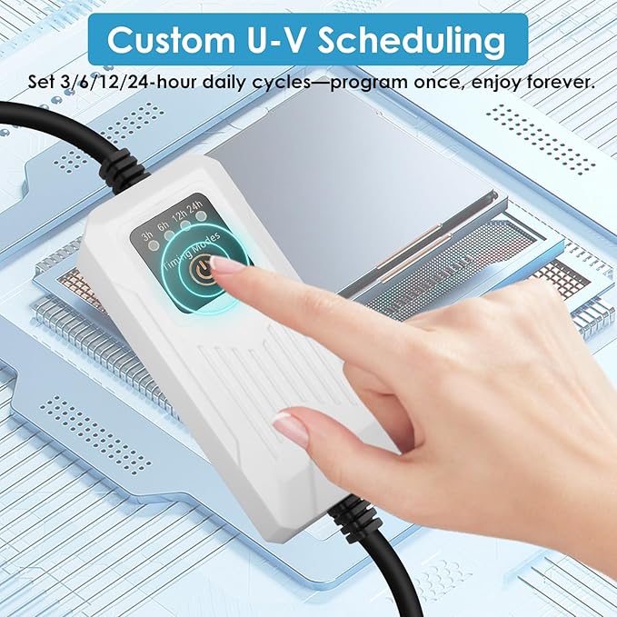 Aquarium U-V Filter with Programmable Timer for 40–160 Gallon Fish Turtle Tanks, Internal Submersible Power Filter with Bio Sponge, Adjustable Flow & Aeration for Freshwater Saltwater