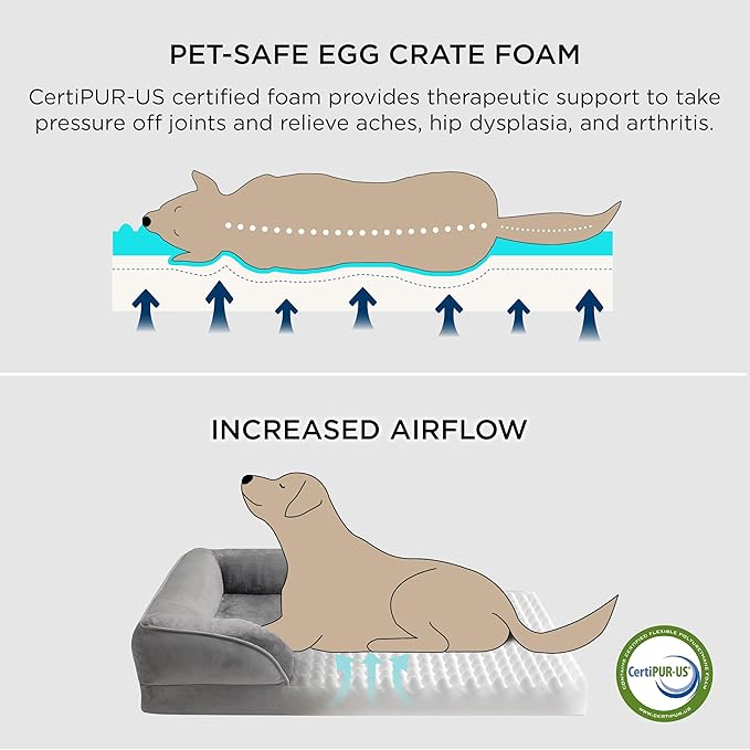 Bedsure Orthopedic Dog Bed Medium Size Dogs - Washable Medium Dog Cat Bed Waterproof, Comfort Pet Couch Sofa with Washable Removable Cover, Pets Bed with Nonskid Bottom, Hazel, 28"