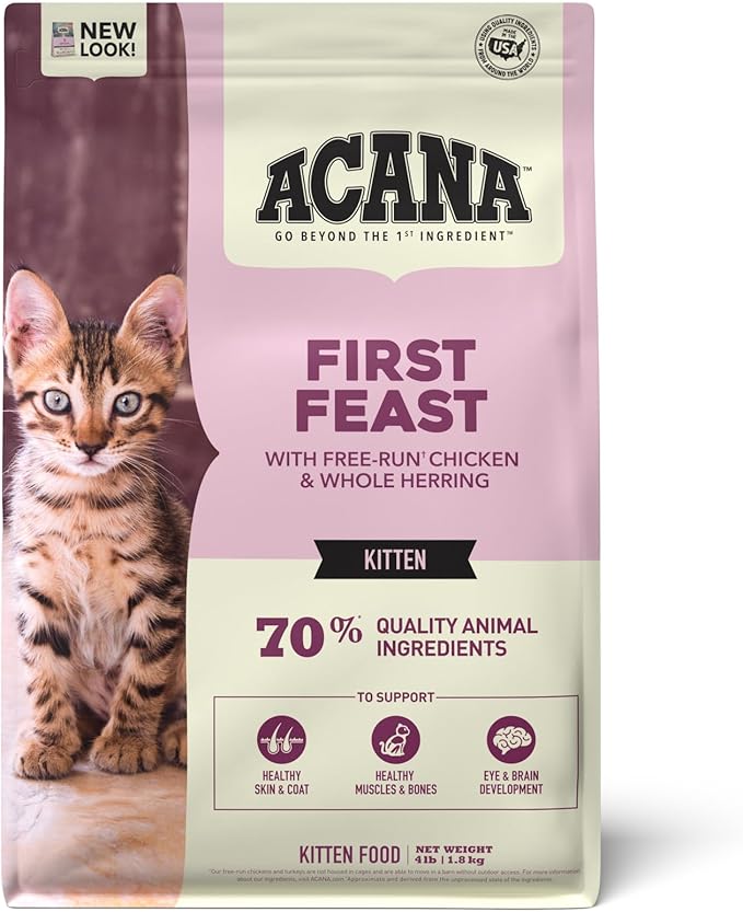 ACANA Dry Cat Food for Kittens, First Feast, Free Run Chicken and Whole Herring, 4lb