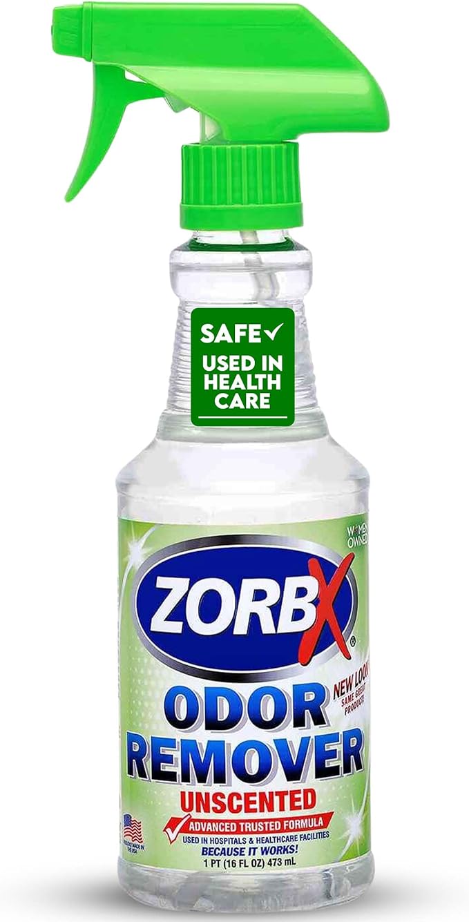 ZORBX Unscented Odor Eliminator for Strong Odor 16 Fl Oz - Used in Hospitals & Healthcare Facilities - Advanced Trusted Formula, Fast-Acting Odor Remover Spray for Dog, Cat, House & Carpet