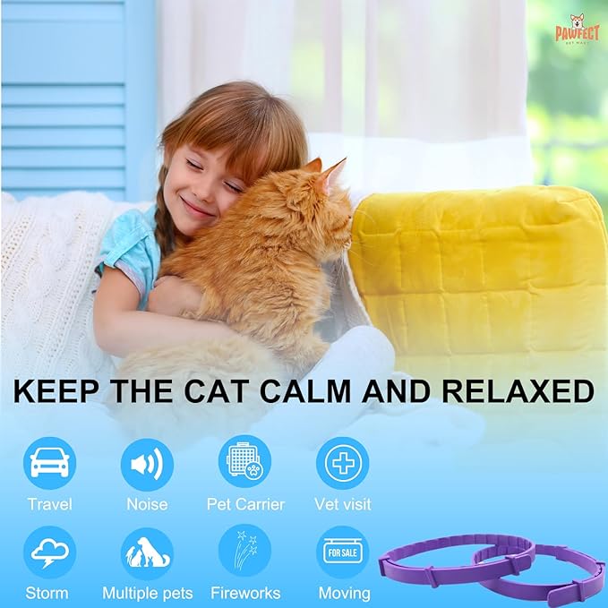 Calming Collar for Cats 4 Pack - Pheromone Collar for Stress and Anxiety Relief, Lasts 60 Days, Adjustable, Water-Resistant & Breakaway Design to Make Cats Relaxed