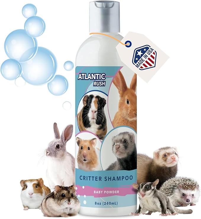 Critter Shampoo for Small Pets - 8oz Small Animal Baby Powder Scented Shampoo - Pet Shampoo for Small Critters Including Ferrets, Guinea Pigs, Rabbits, Hedgehogs, Hamsters & Sugar Gliders