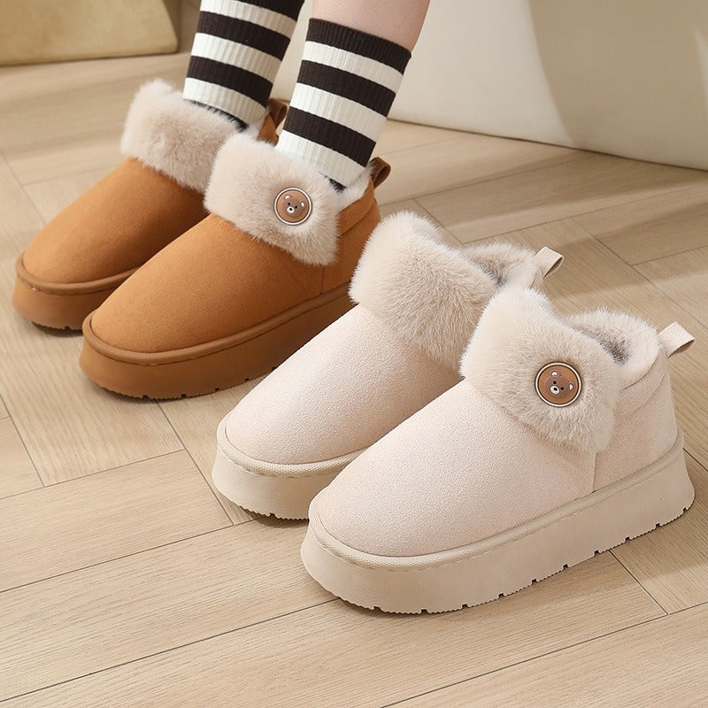 Ankle Wrap Cotton Slippers Thickened Couple Non-slip Warm Cotton Shoes
