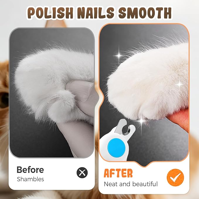 Pets Nail Clippers with Light, Cat Dog Nail Clippers with Built-in Nail File, Sharp Blades, Portable Cat Nail Clipper, Cats Claw Trimmer, Adjustable Claw Clippe for Cats (Style C)