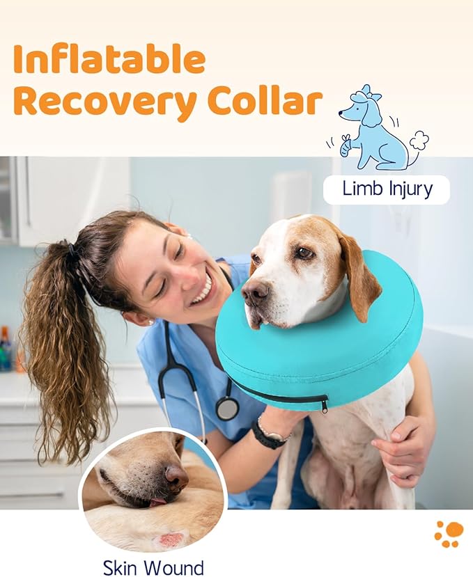 Supet Inflatable Dog Cone Collar for Small Dogs Puppies Cats, Soft Dog Cone Alternative After Surgery for Puppies Cats to Stop Licking