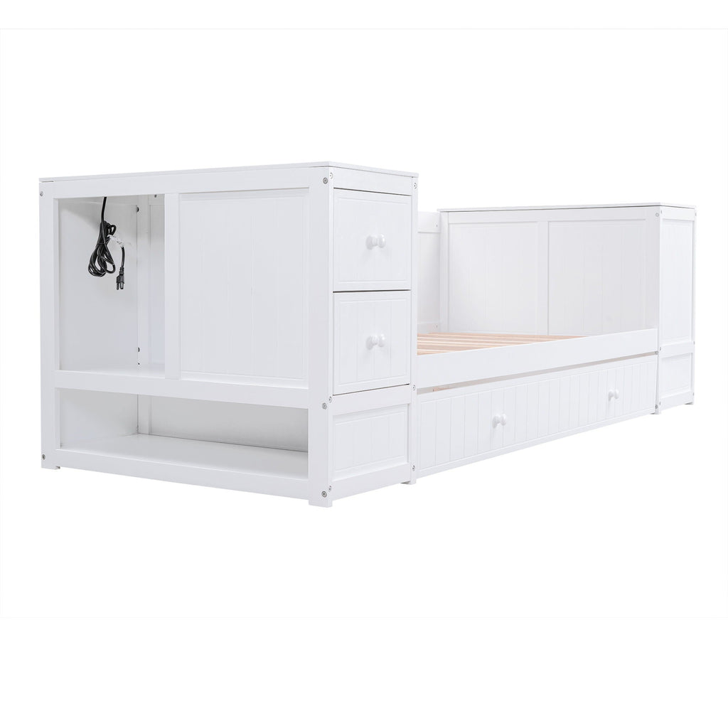 Daybed With Storage Arms, Trundle And Charging Station