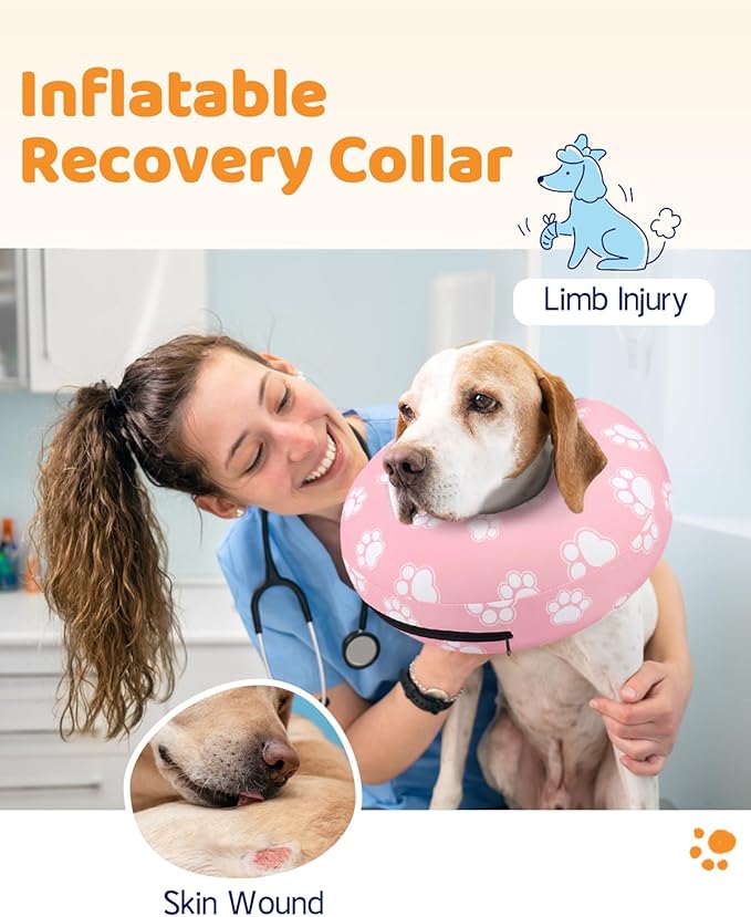 Supet Inflatable Dog Cone Collar Alternative After Surgery, Doggie Neck Donut Collar Recovery E Collar for Neuter, Soft Dog Cone for Small Medium Large Dogs