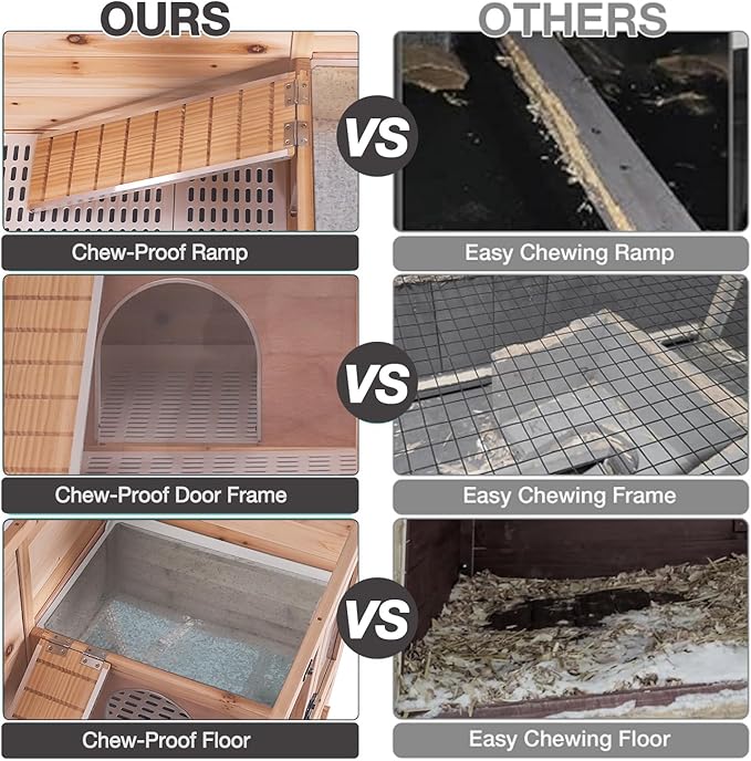 Guinea Pig Cages with Anti Chewing Edges and Cool Zinc Plate, Indoor Rabbit Hutch with Hideout and PVC Platform, Elevated Legs Hamster Cage 36.6" L (Nature)
