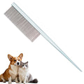 Grooming Pet Comb Rat Tail Dematting Cat and Dog Comb，Rounded Ends Design for Safe Tangle Removal, Hairstyling, Massage，Loose Hair Removal，Prevent Irritation，Fluffing Paws,Face,Tail,Remove Tear Stain