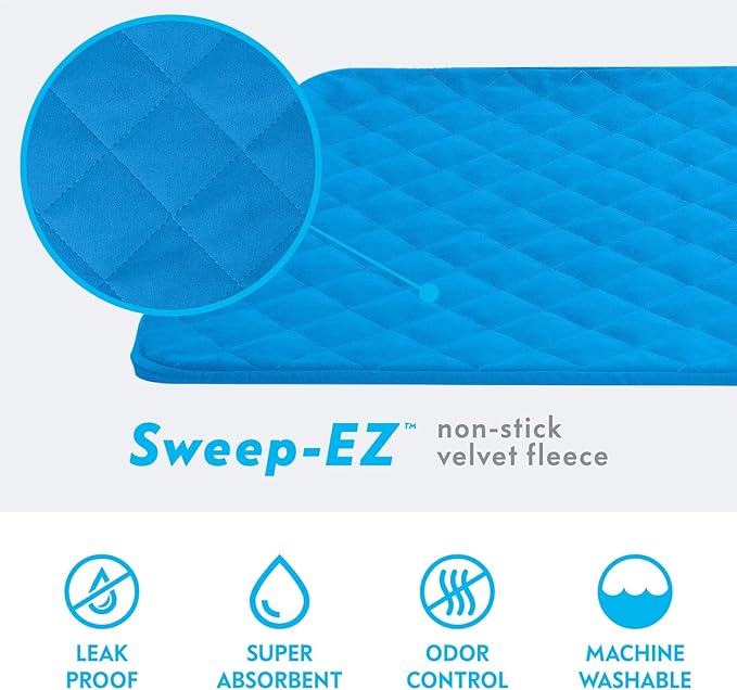Paw Inspired Fitted Fleece Cage Liner Set for Ferret Nation, Critter Nation Single Unit (Bottom Pan Liner, Ramp Cover, Shelf Liner) for Ferrets, Rats, Chinchillas, Hedgehogs, Small Animals (Blue)