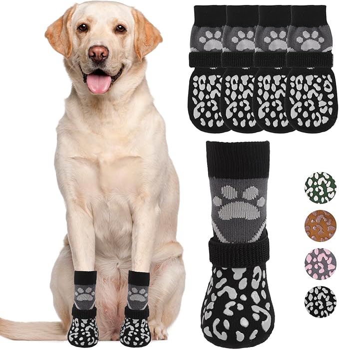 KOOLTAIL Dog Socks for Hot/Cold Pavement to Prevent Licking Paws Scratching,Anti Slip Pet Boots&Paw Protector for Hardwood Floors,Traction Control Grip Booties for Small Medium Large Senior Dogs M