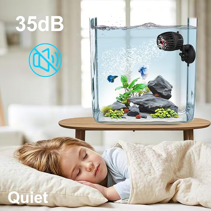 Carefree Fish Aquarium DC12V 10W Wave Maker 4 Level Adjustable Flow Rate Powerhead 1500Gph Wave Pump for 10~60Gal Freshwater and Saltwater Fish Tank