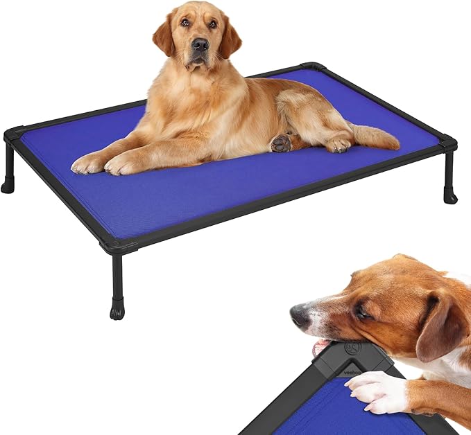 Veehoo Chew Proof Dog Bed, Non-Chewable Cot for Large Dogs, Anti-Scratch Durable Hammock Raised Place for Training Platform, Outdoor Cooling Off Ground, CWC2420ACP