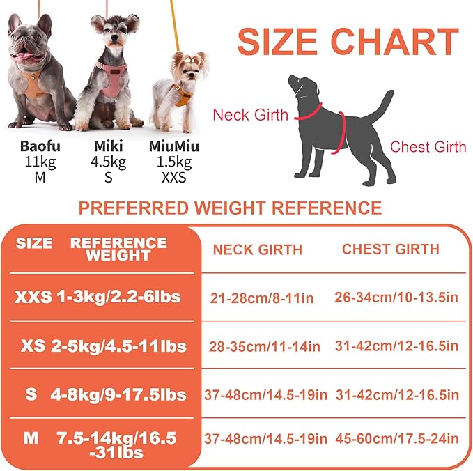 Puppytie No Pull Dog Harness with Multifunction Dog Leash,Soft Adjustable No Choke Escape Proof Pet Harness Vest for Medium Dogs or Large Dogs,Orange,M