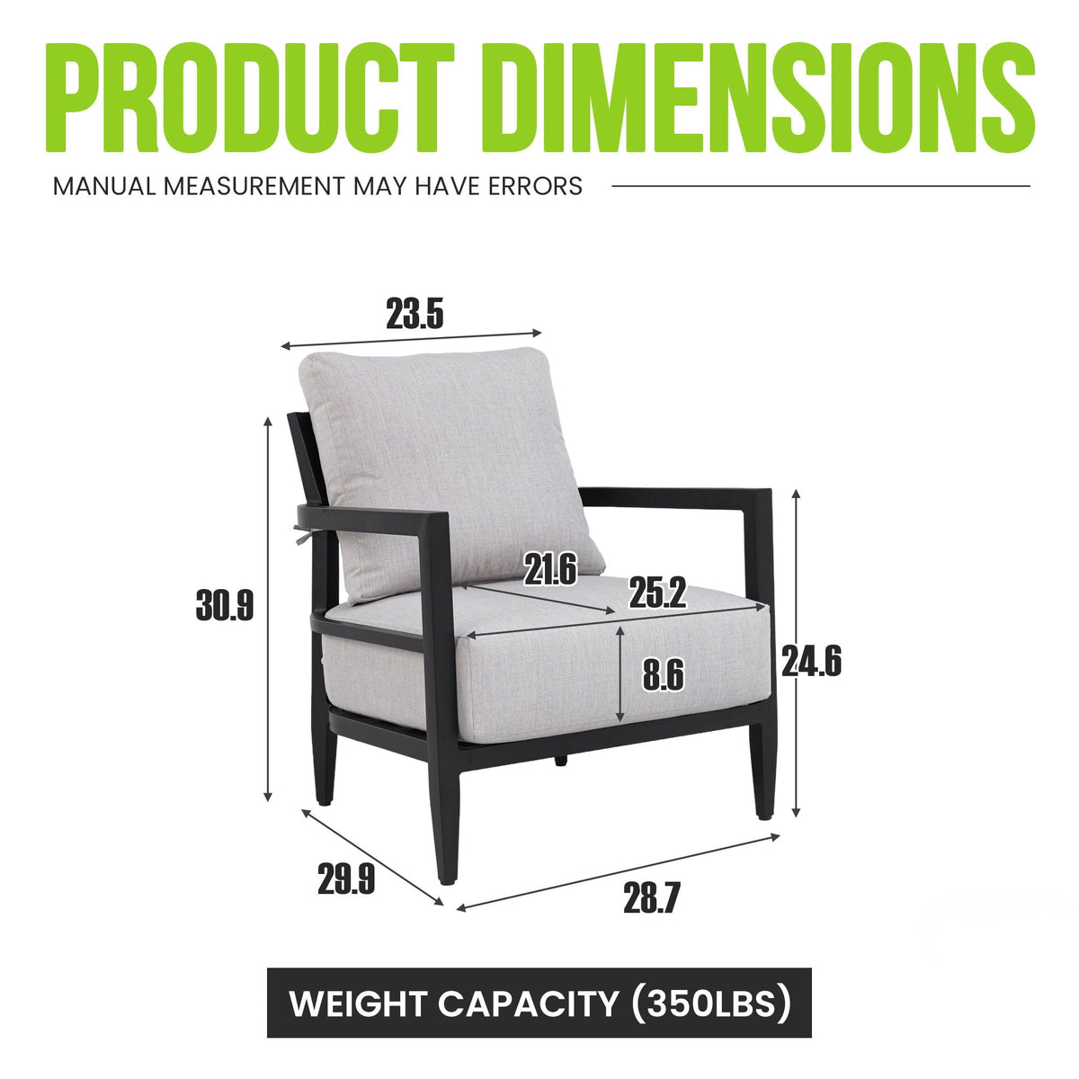 Outdoor Lounge Chair With Ember Frame, Sunbrella Cast Cushion, Weather Resistant - Ember Black