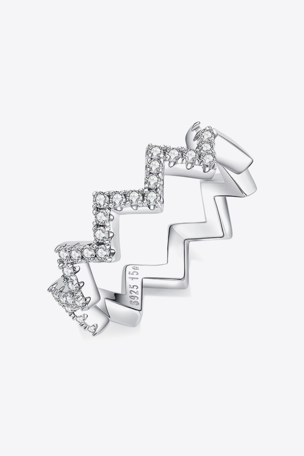 Sparkala™ Wavy Band Ring (Platinum Over Pure Sterling Silver)