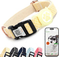 Dog Collar with Waterproof AirTag Holder & Anti-Lost QR Code, Cute Bling Warpping Adjustable Width for Small Medium Large Pet (Yellow, S)