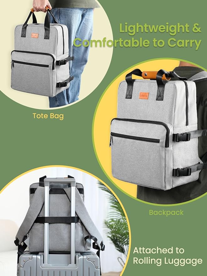 Dog Travel Bag, 25L Airline Approved Dog Travel Backpack for Pet Travel Accessories with 2 Food Storage Containers, 2 Foldable Bowls for Short Trips, Grey