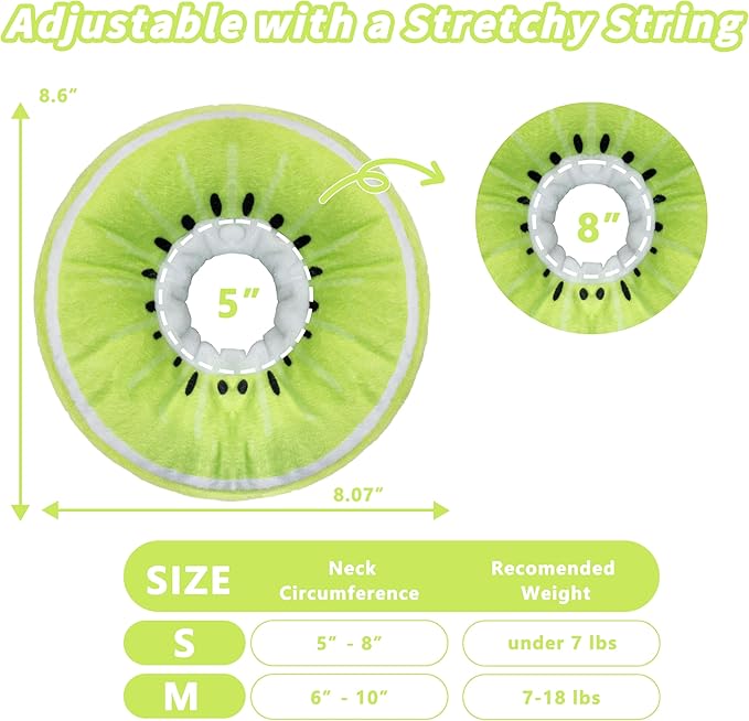 Soft Cat Cone Collar, Cute Cat Recovery Collar Suitable for Small, Medium, Large Cats,Elizabethan Neck Collar for Cats After Surgery (Kiwifruit, Small)