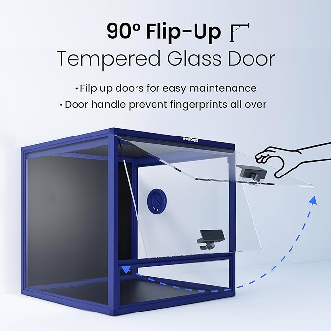 MagicCube 18'' x 18'' x 18'' Reptile Tank with Lock, 24 Gallon Reptile Terrarium with Flip-Up Tempered Glass Door, Top Screen Ventilation for Leopard Gecko - Bottom Not Leakproof