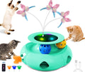Cat Toys Interactive Rechargeable 3in1 Whack a Mole Cat Toy, Fluttering Butterfly, Track Balls, Touch Activated Automatic Kitten Toys for Indoor Cats