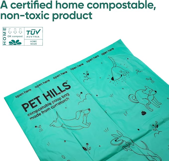 Compostable Dog Poop Bags – 270 Count Refill Rolls, TÜV OK Compost HOME Certified, Plant-Based Materials, Leakproof, Unscented, Extra Thick, Fits All Dispensers