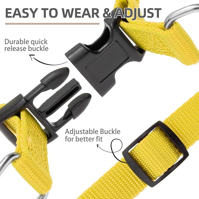 PUPTECK No Pull Dog Harness Soft Adjustable Basic Nylon Step in Puppy Vest Outdoor Walking with ID Tag, Yellow, XS