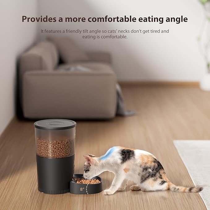 Automatic Cat Feeders, 3L Timed Cat Dry Food Dispenser, Dual Power Supply, Programmable Portion Size, 1-6 Meals Per Day, Auto Pet Feeder for Cats and Small Dogs